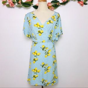 lemon print plus size dress